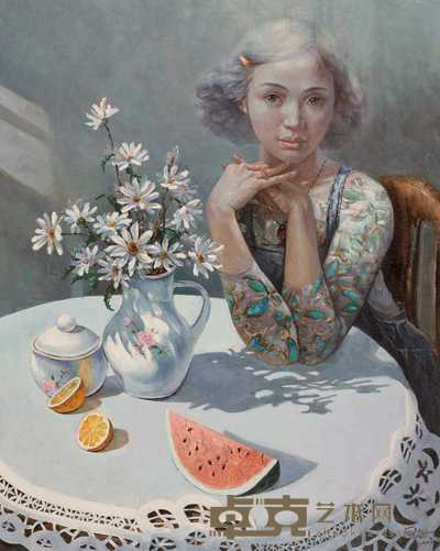 冯路敏 2003年作 女孩·水果 100×80cm